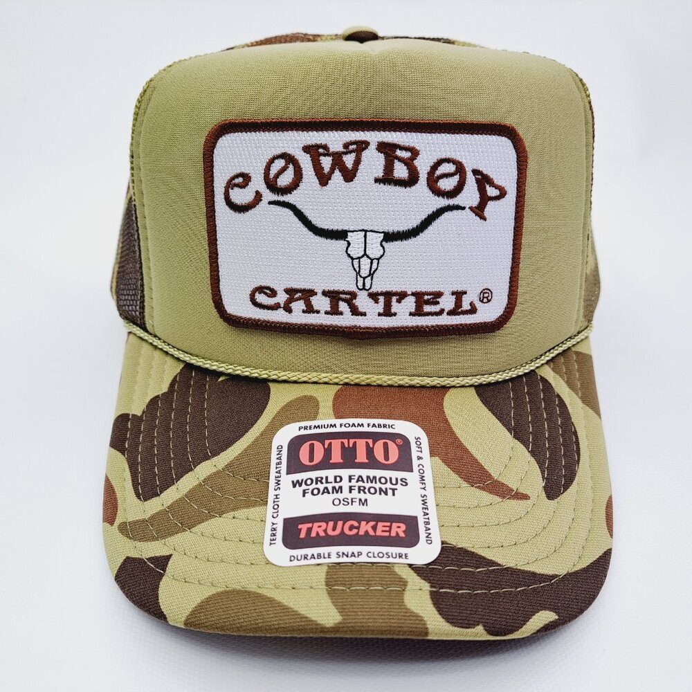 Cowboy Cartel Foam Trucker Mesh Snapback Hat Embroidered Patch Camouflage